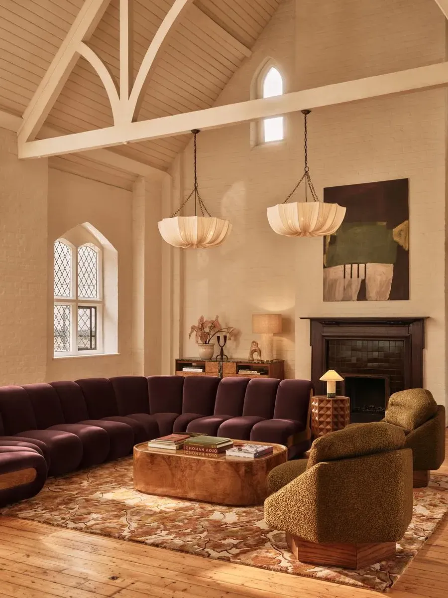 Aldwin Large Pendant Light - Linen, Blackened Brass by Soho Home