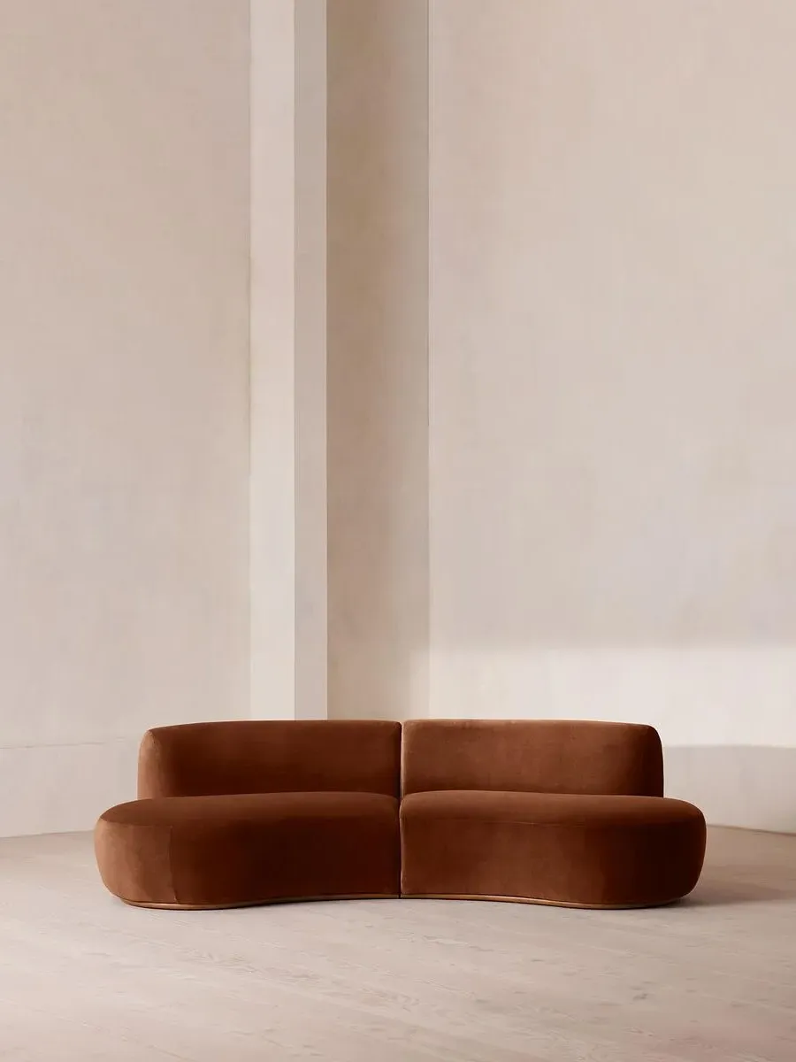 Aline Serpentine 3-Seater Modular Sofa - Cinnamon, Velvet product
