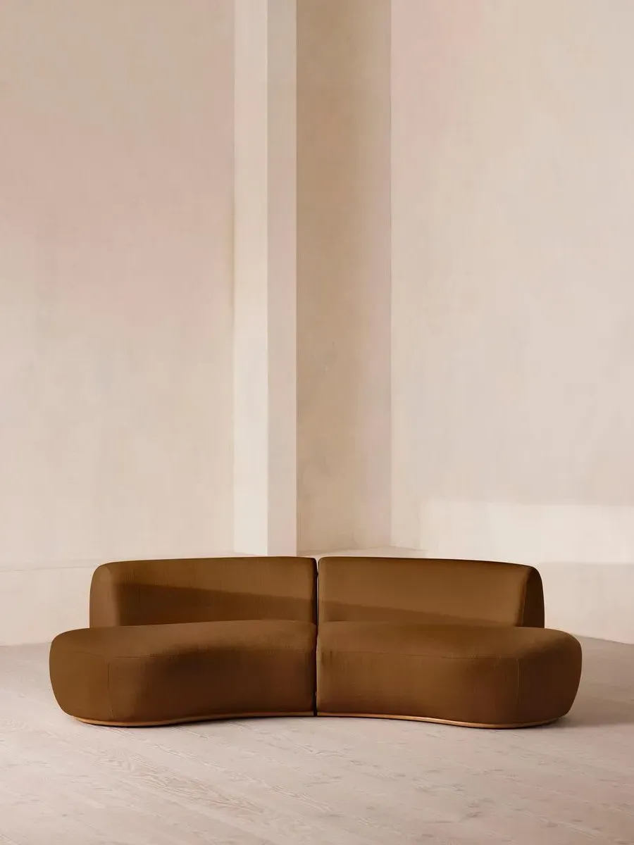 Aline Serpentine 3-Seater Modular Sofa - Terracotta, Linen by Soho Home