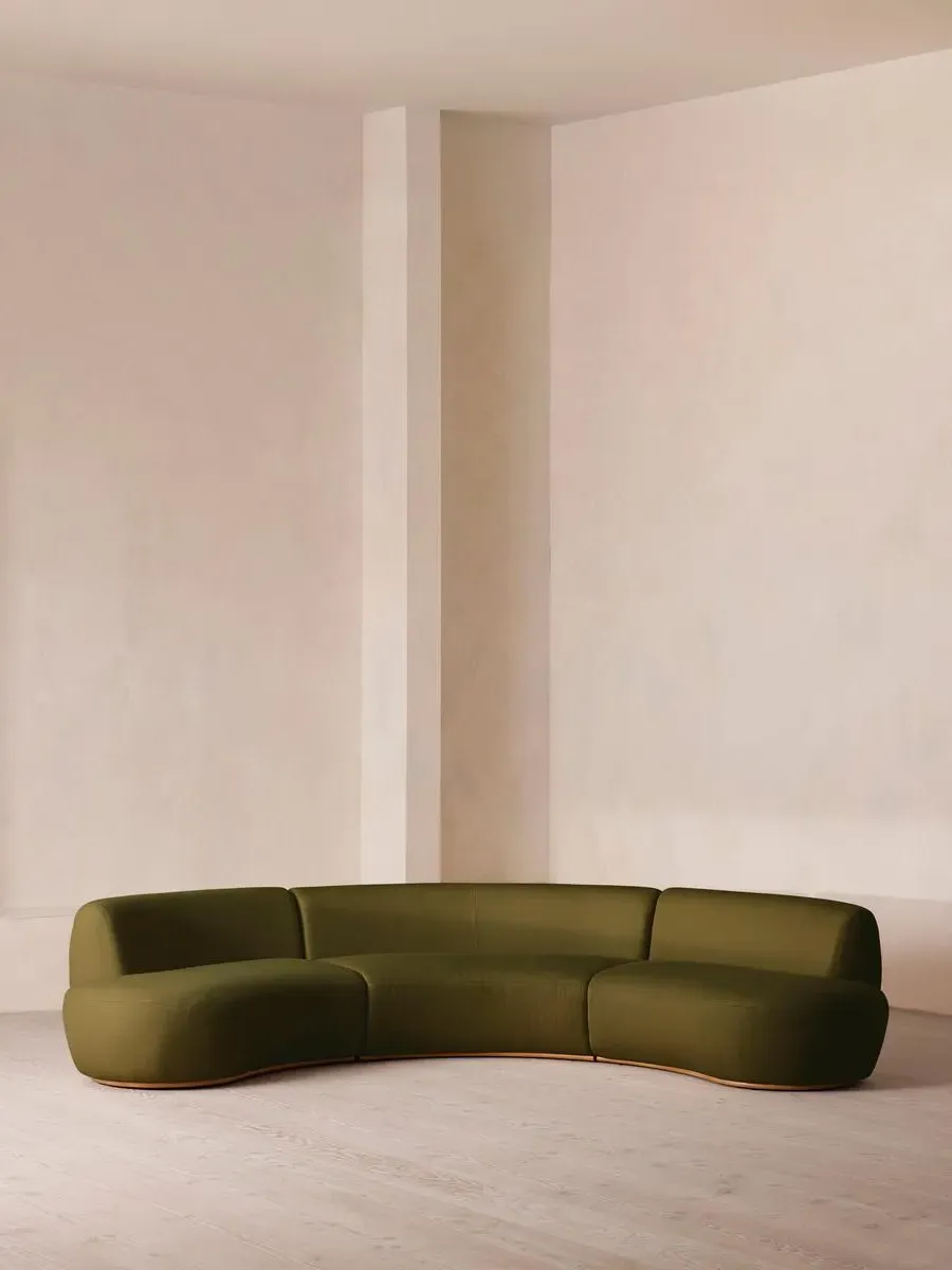 Aline Serpentine 6-Seater Modular Sofa - Olive, Linen by Soho Home