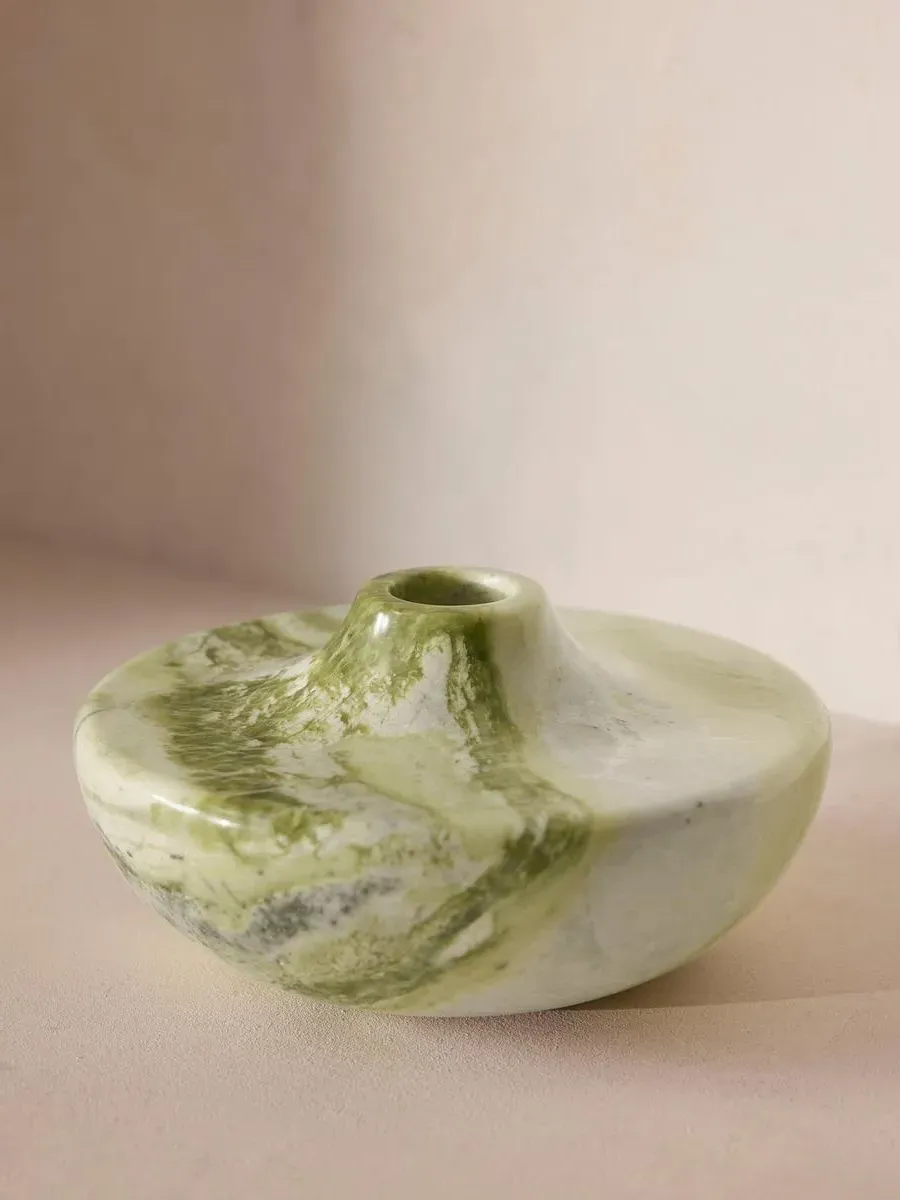 Alma Wide Vase - Green, Marble by Soho Home