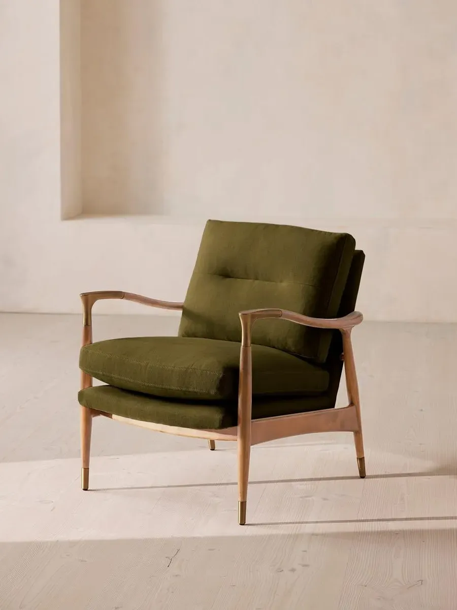 Armchair with Cushions - Olive, Linen by Soho Home