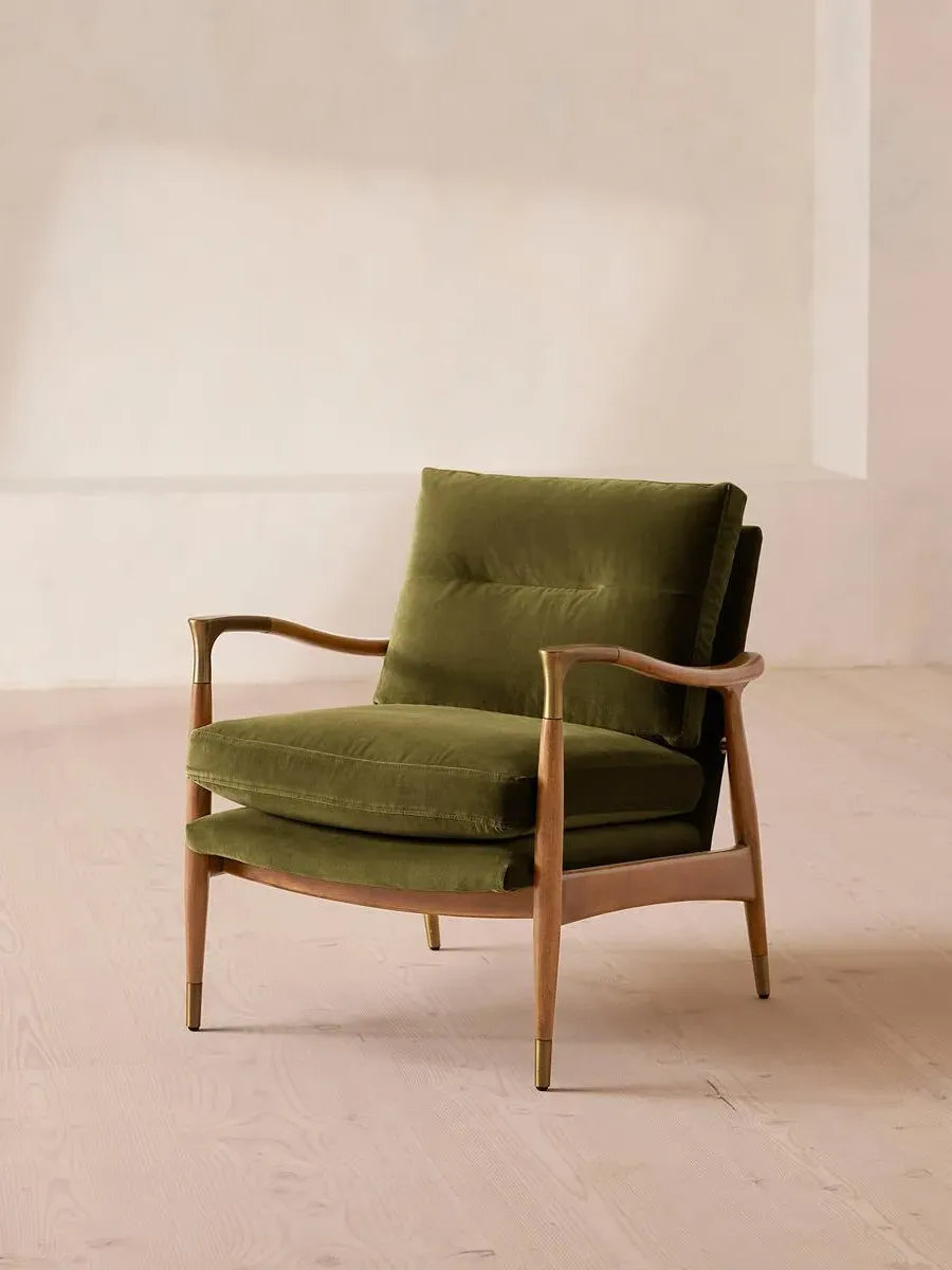 Armchair with Cushions - Olive, Velvet product