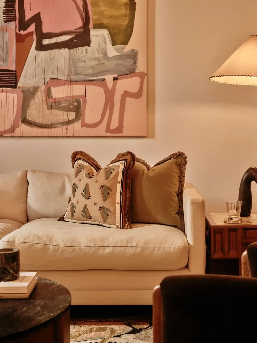Arthur Square Cushion - Ochre, Cotton product