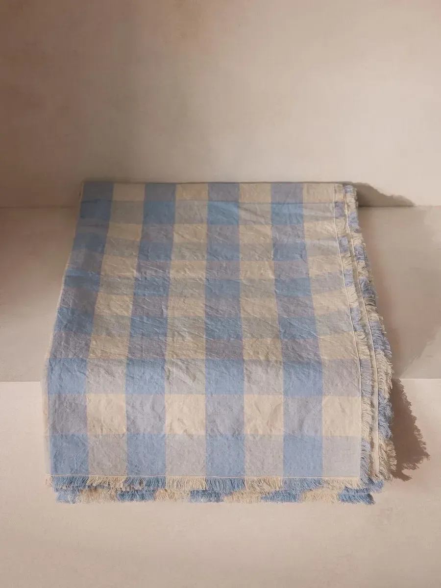 Arzon Tablecloth with Fringe - Blue, Linen product