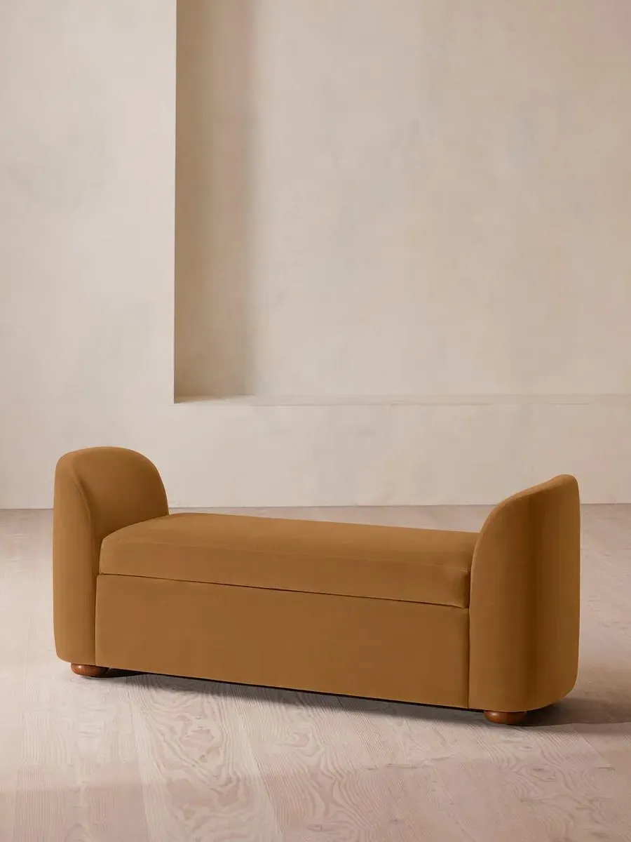 Athena Bench with Storage - Mustard, Velvet product