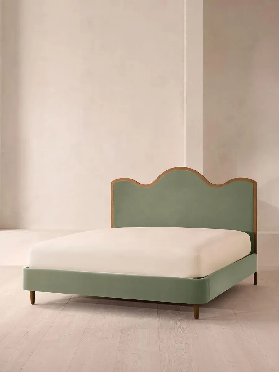 Aubrey King Size Bed Frame - Seafoam, Velvet product