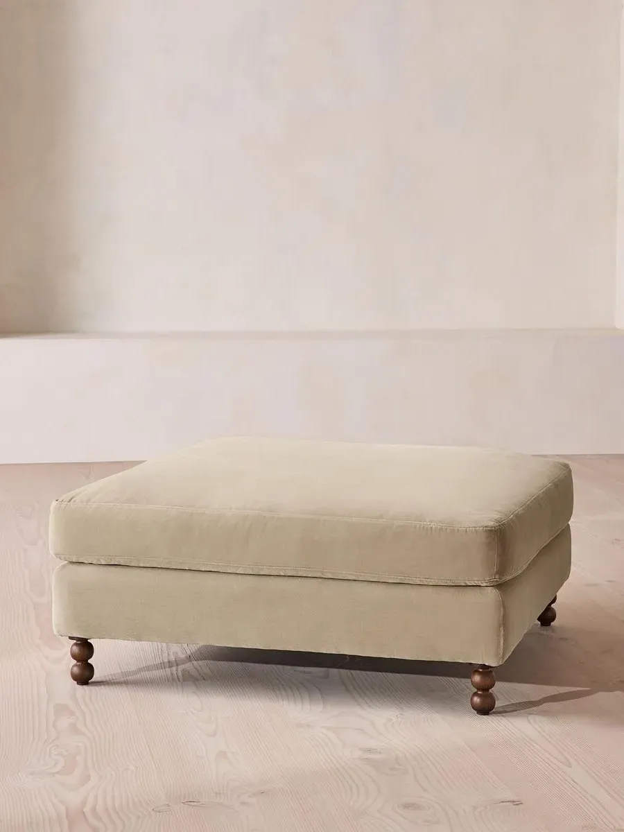 Audrey Square Ottoman - Oyster, Velvet by Soho Home