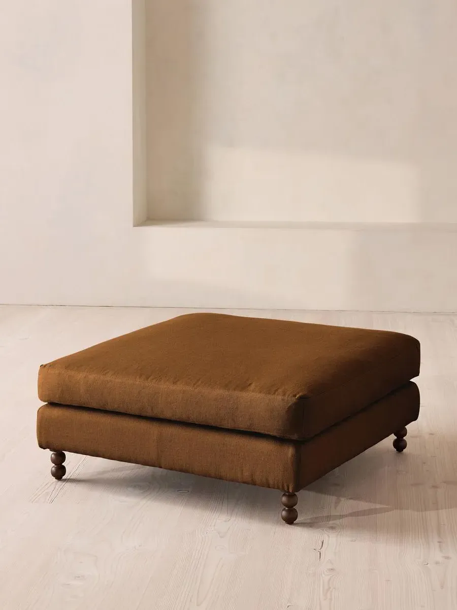Audrey Square Ottoman - Terracotta, Linen by Soho Home