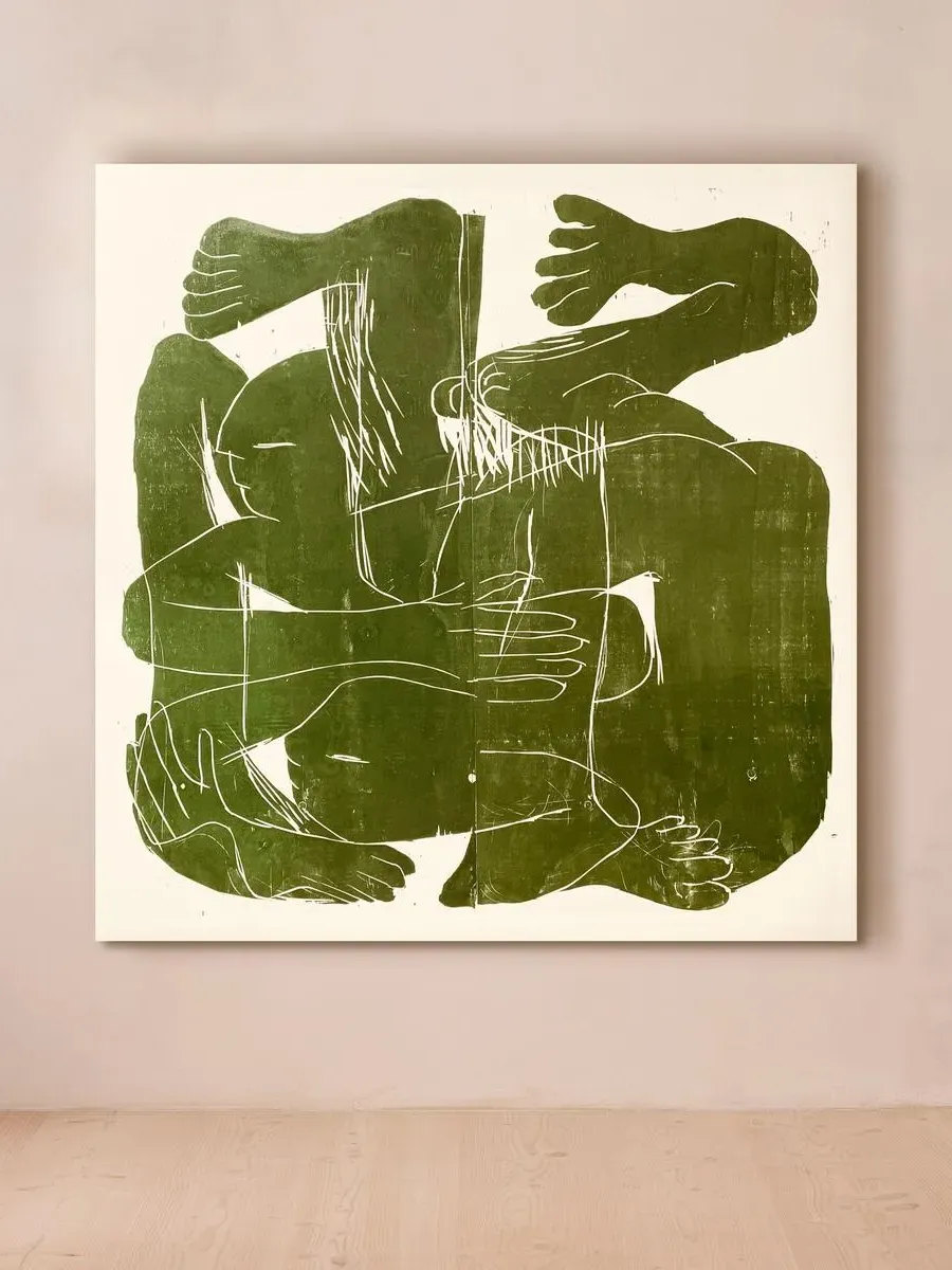 'Back Into a Mirror' by Barbara Kuebel - Woodcut Print product