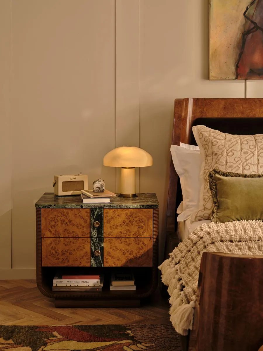 Basil Large Bedside Table - Green, Marble product