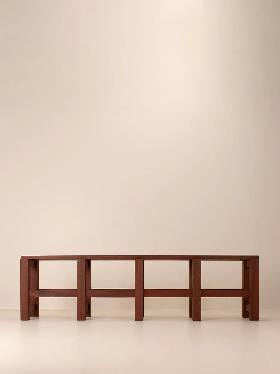 Belgium Mid Century Slatted Wooden Bench product