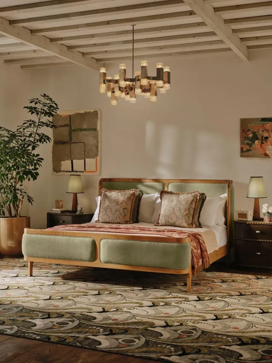 Belsa King Size Bed - Sage, Linen Chenille product