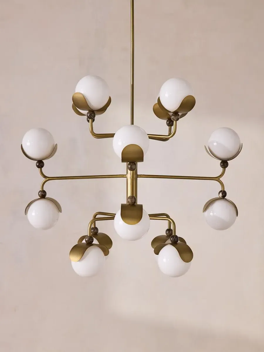 Belsize Four-Tier Chandelier - Opal Glass, Antique Brass product