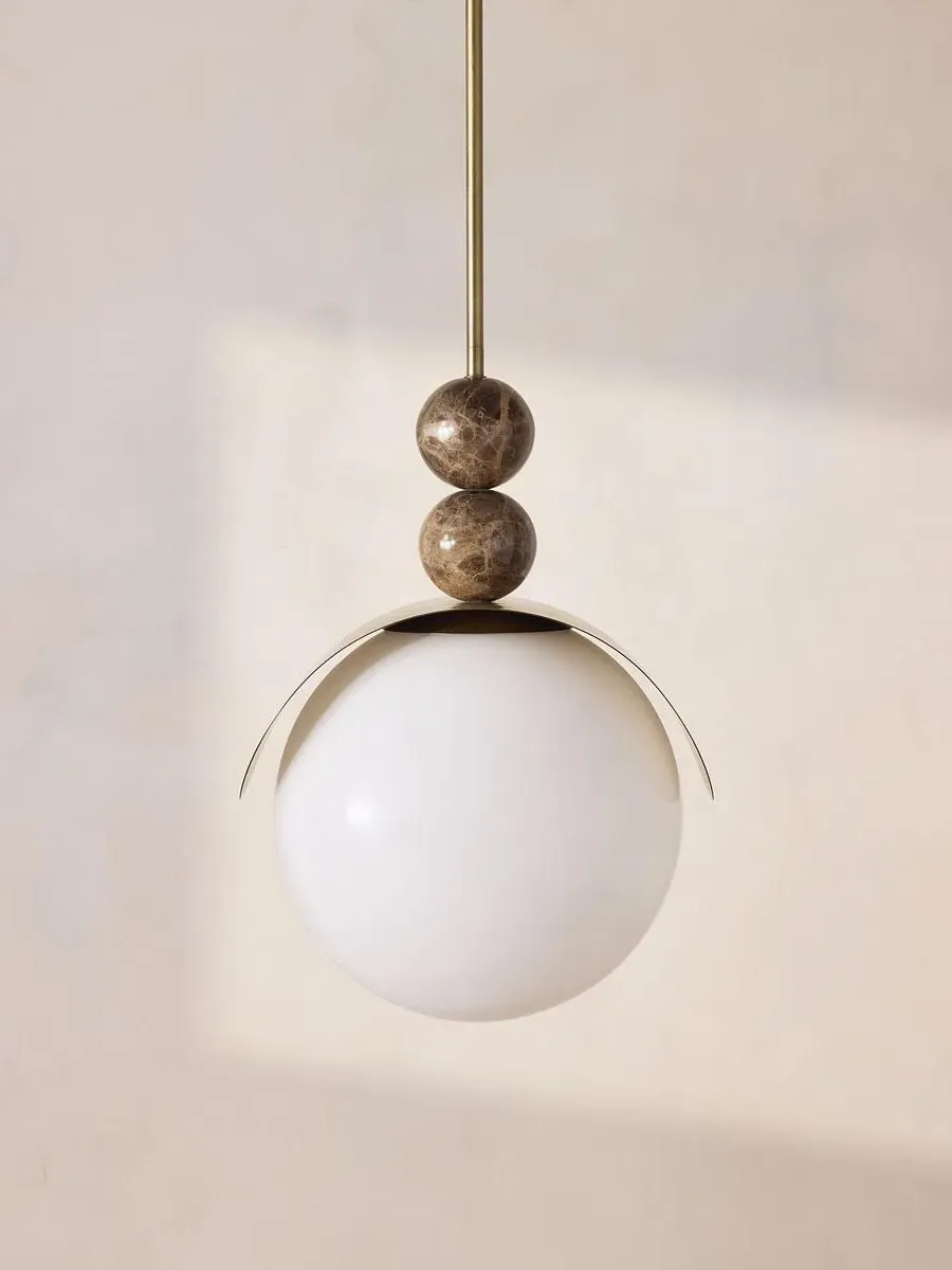 Belsize Pendant Light - Opal Glass, Antique Brass by Soho Home