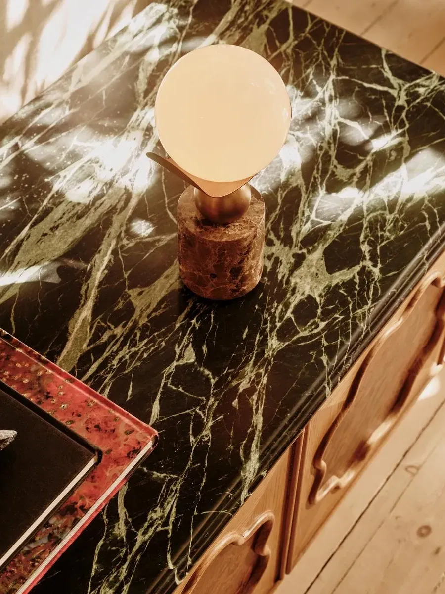 Belsize Portable Lamp - Dark Emperador, Marble by Soho Home