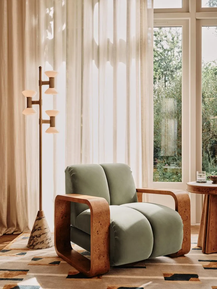 Calabria 3-Light Floor Lamp - Brass, Marble by Soho Home