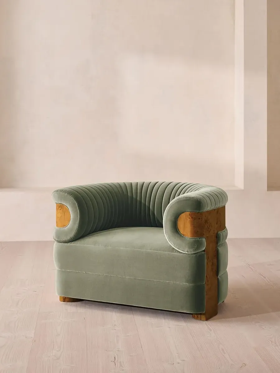 Caleb Armchair - Seafoam, Cotton Velvet product