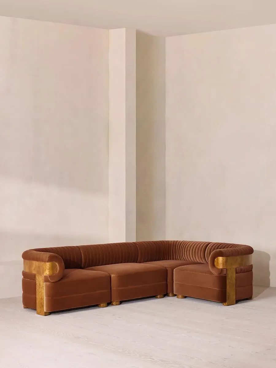 Caleb L-Shaped Modular Sofa - Cinnamon, Cotton Velvet product