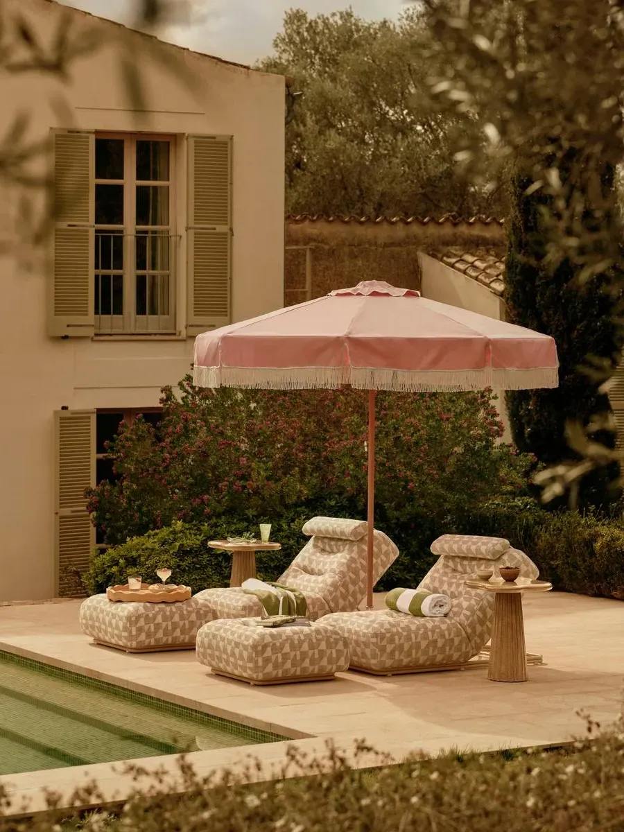 Celia Outdoor Sunlounger Adjustable - Geometric Natural, Stainless Steel product