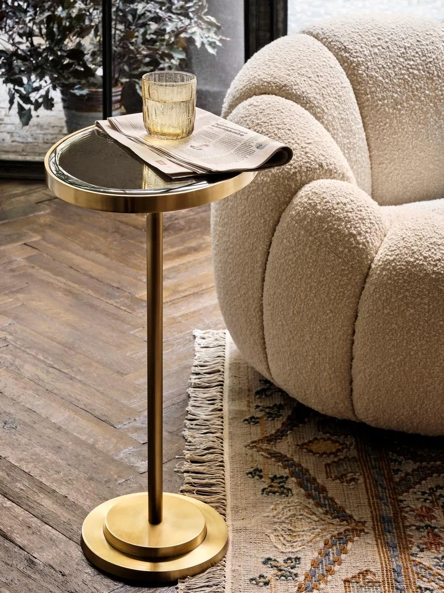 Cinema Oval Side Table - Antique Brass, Glass product