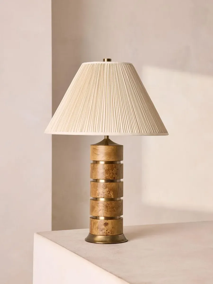 Clover Table Lamp - Mappa Burl, Brass by Soho Home