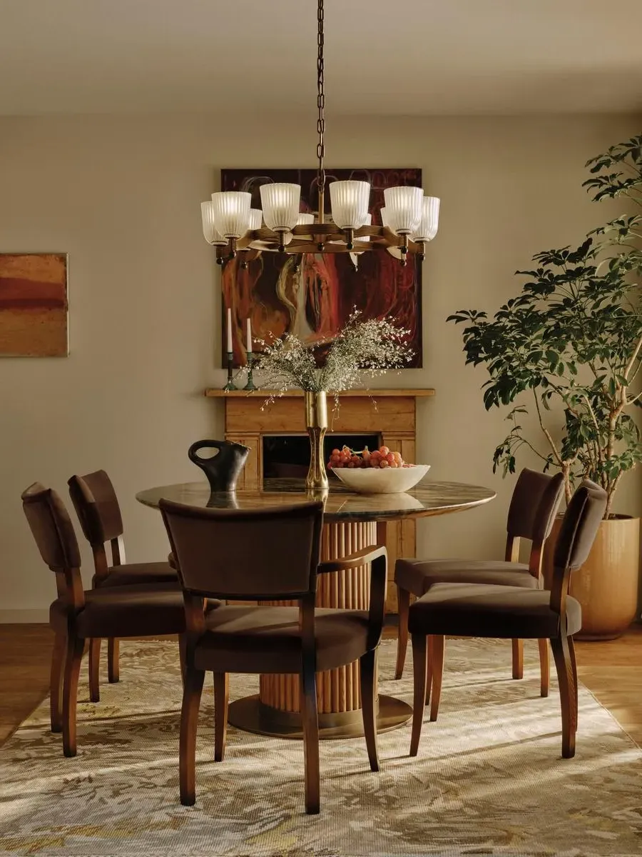Colette 10-Arm Chandelier - Brass, Reeded Glass product