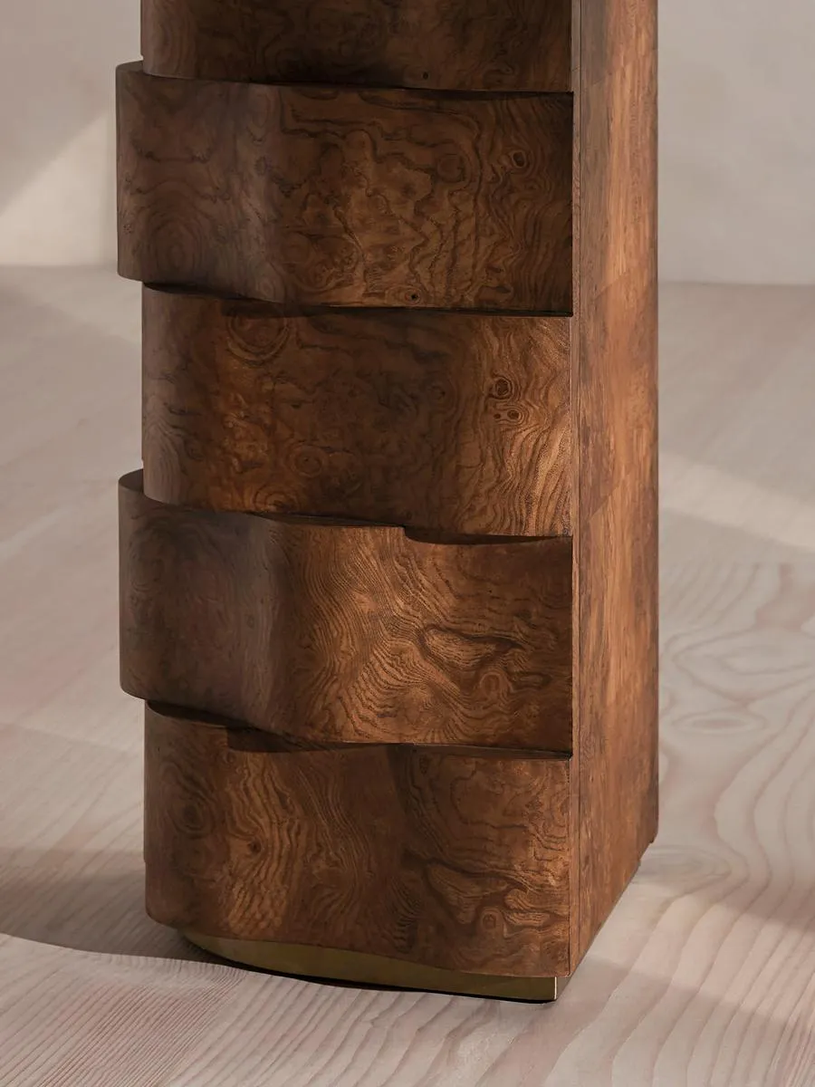 Console Table with Curved Panels - Brown, Marble product