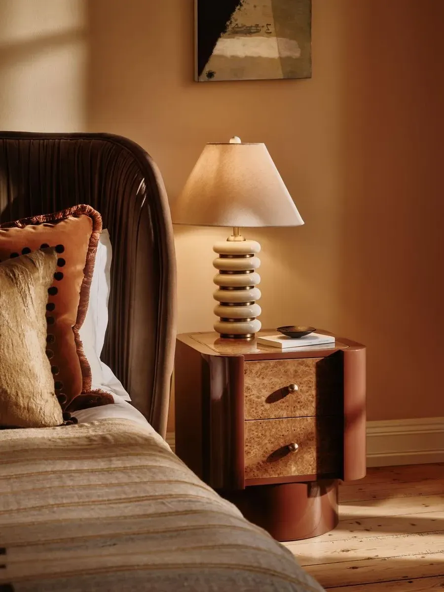 Corbio Bedside Table - Bordeaux, Oak Burl by Soho Home