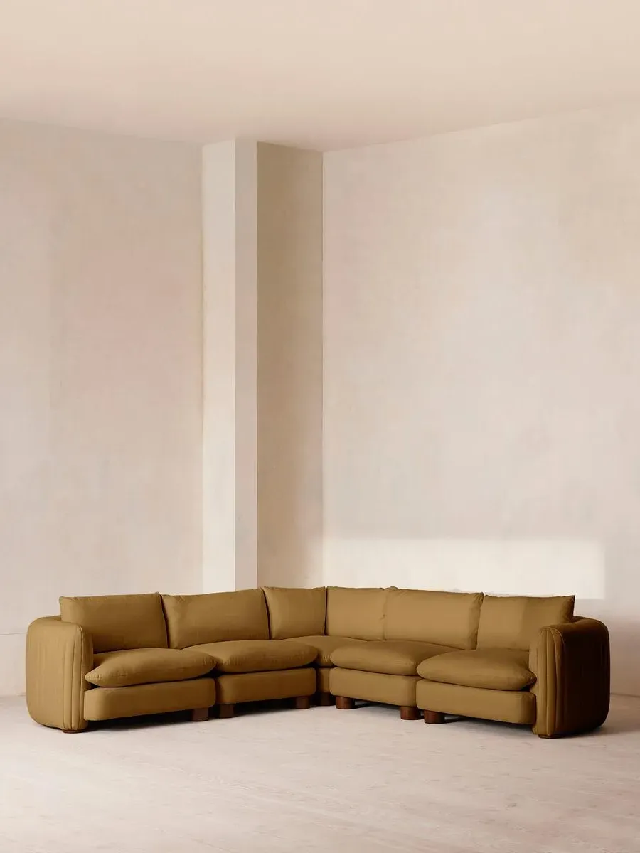Corner Modular Sofa with Deep Seat - Ochre, Linen by Soho Home