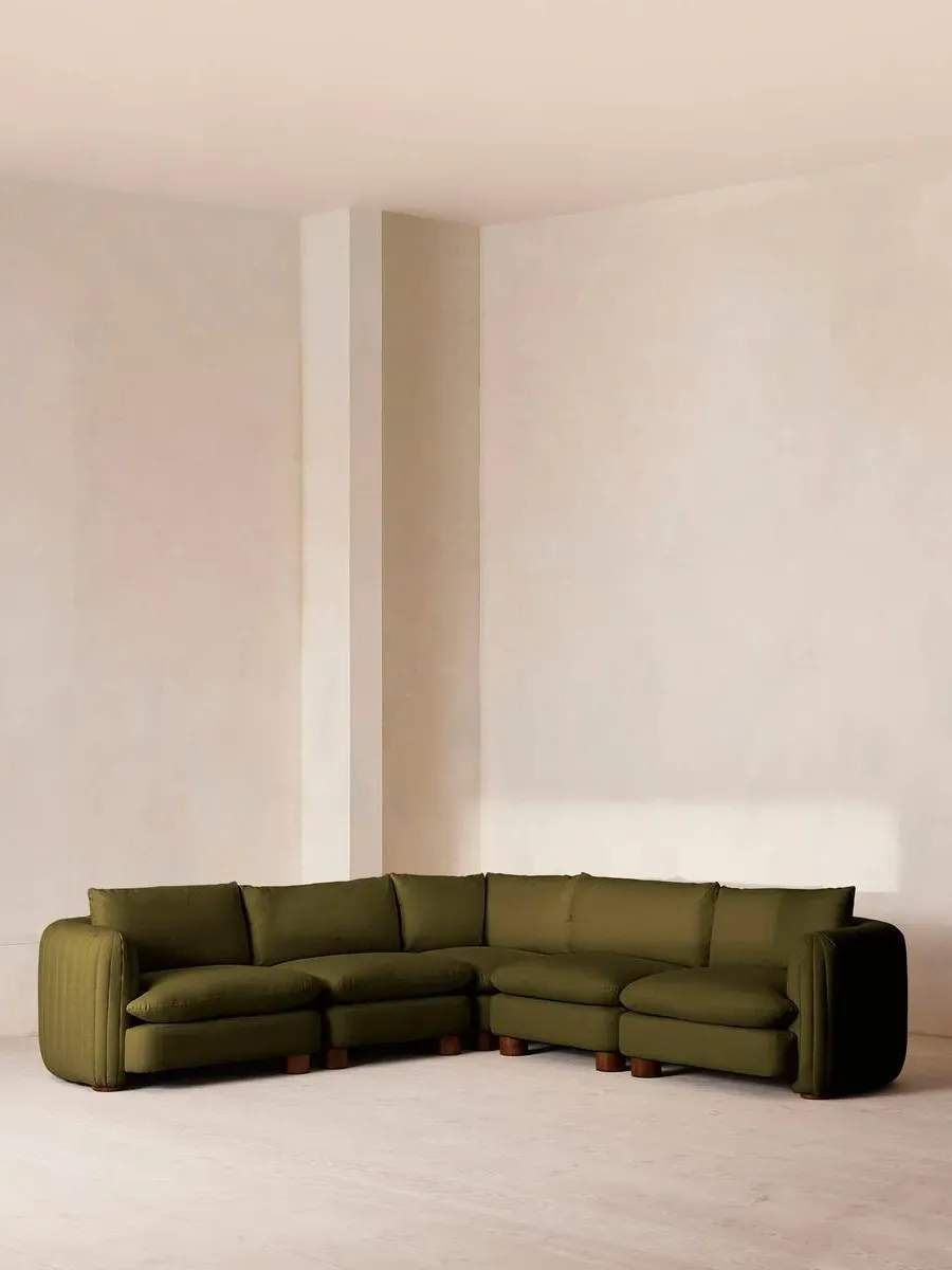 Corner Modular Sofa with Deep Seat - Olive, Linen product