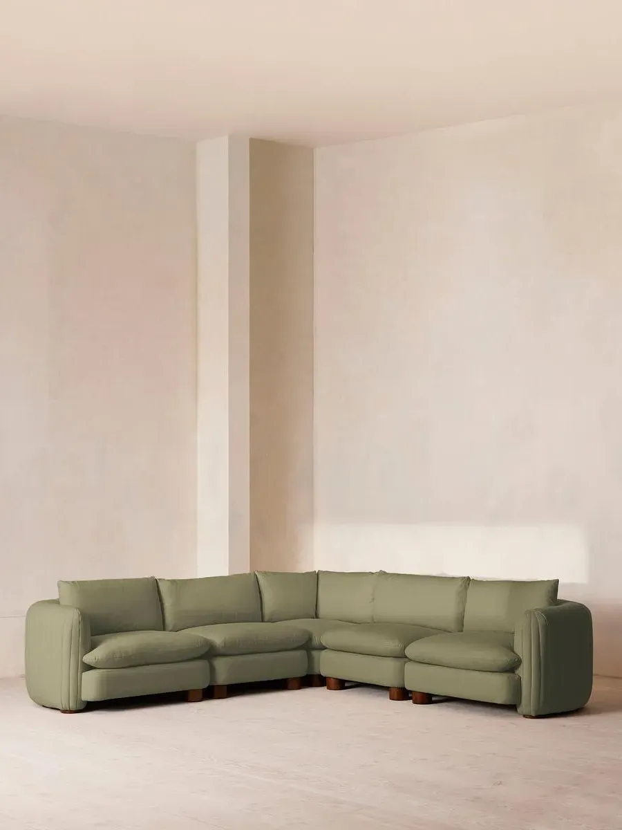 Corner Modular Sofa with Deep Seat - Sage, Linen by Soho Home