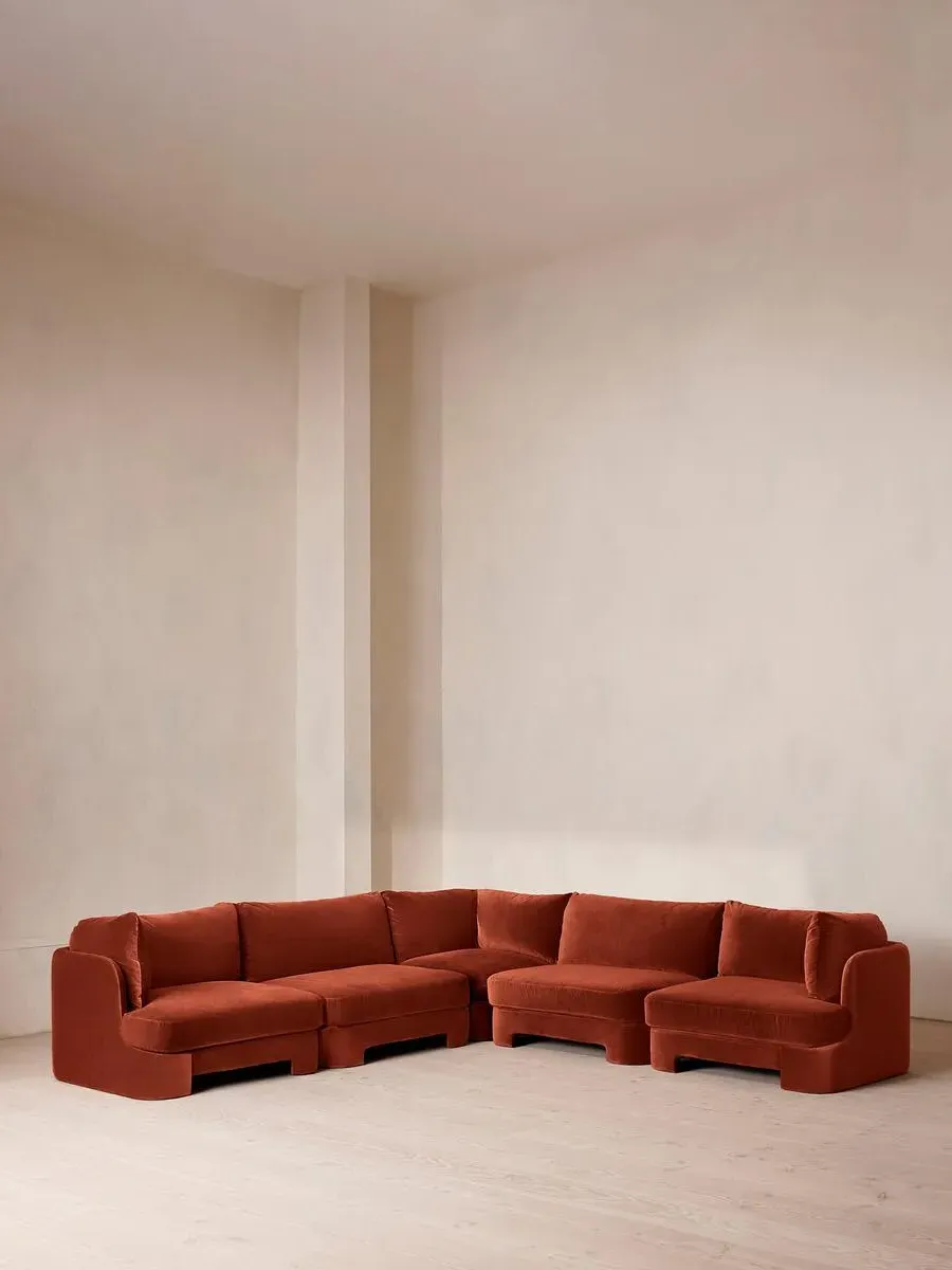 Corner Modular Sofa with Deep Sit - Rust, Velvet product