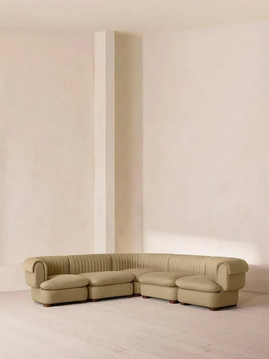 Corner Modular Sofa with Fluted Back - Wheat, Linen by Soho Home
