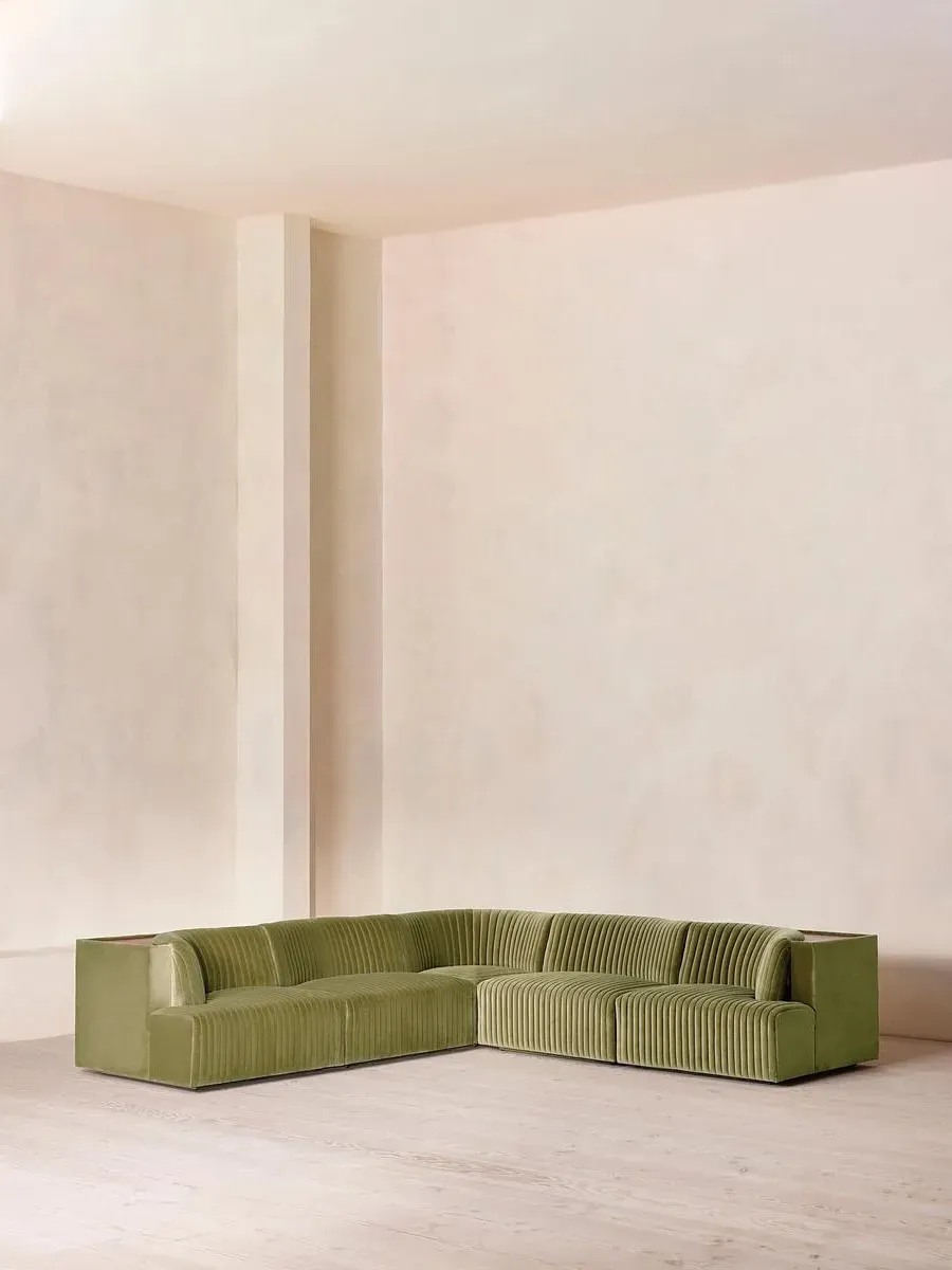 Corner Modular Sofa with Shelf - Lichen, Velvet product