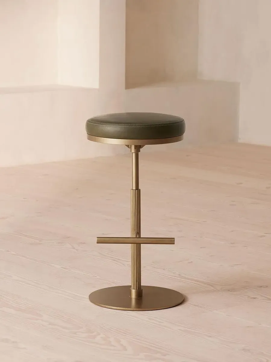 Counter Stool with Footrest - Moss, Leather product