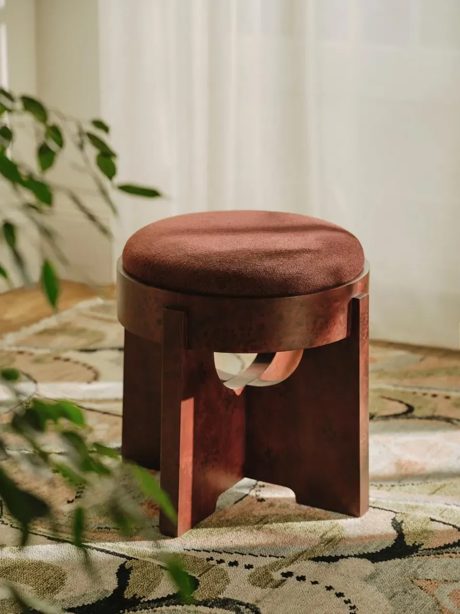 Dalton Burl Footstool - Bordeaux, Linen Chenille product