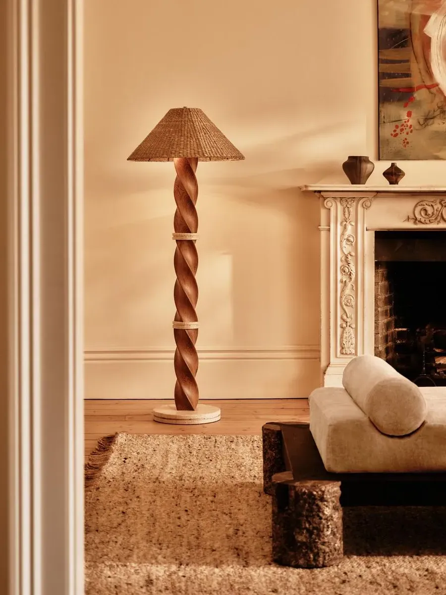 Dario Floor Lamp - Oak, Travertine by Soho Home