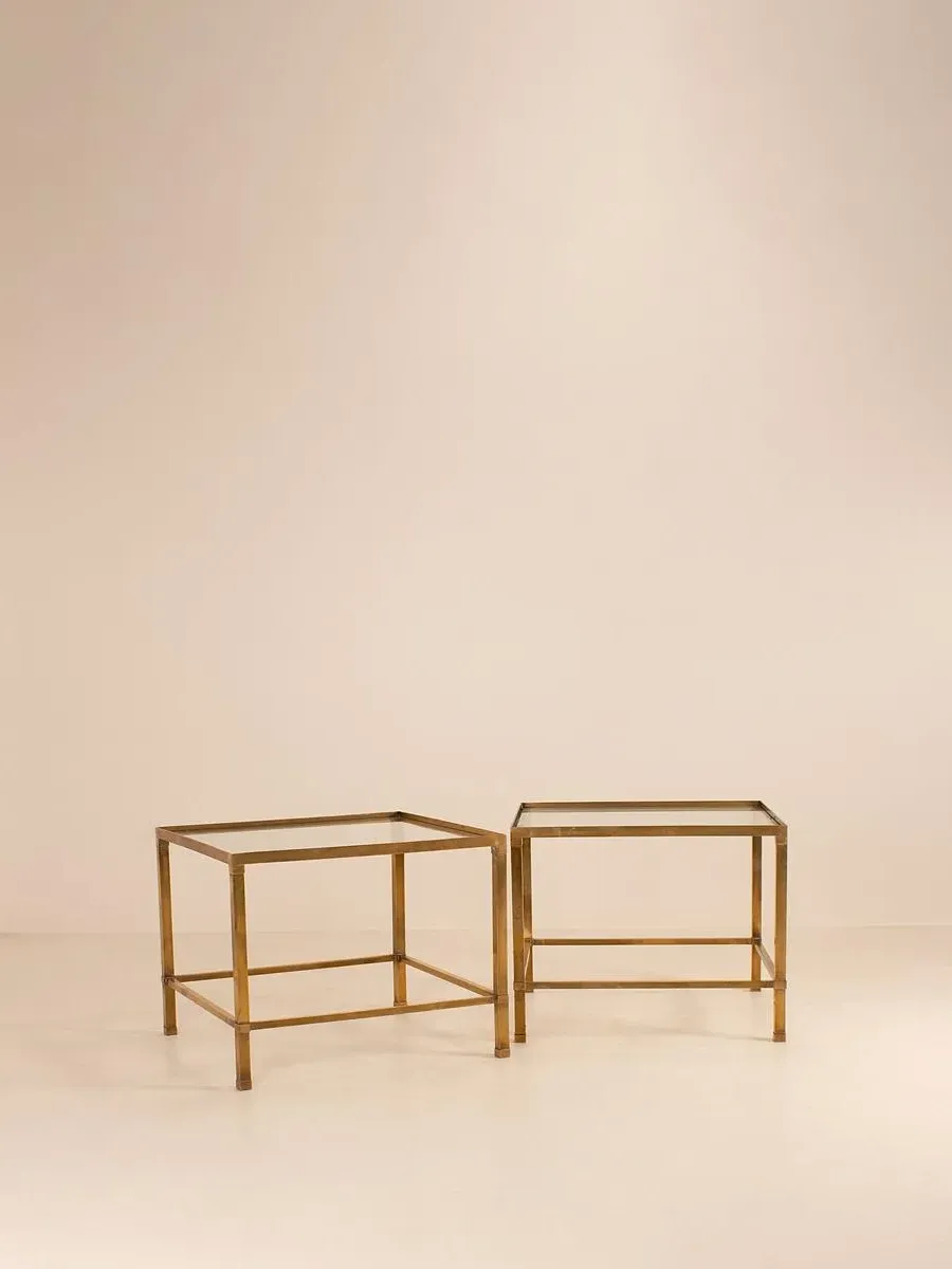 Deco Side Tables Set of 2 - Brass, Glass product