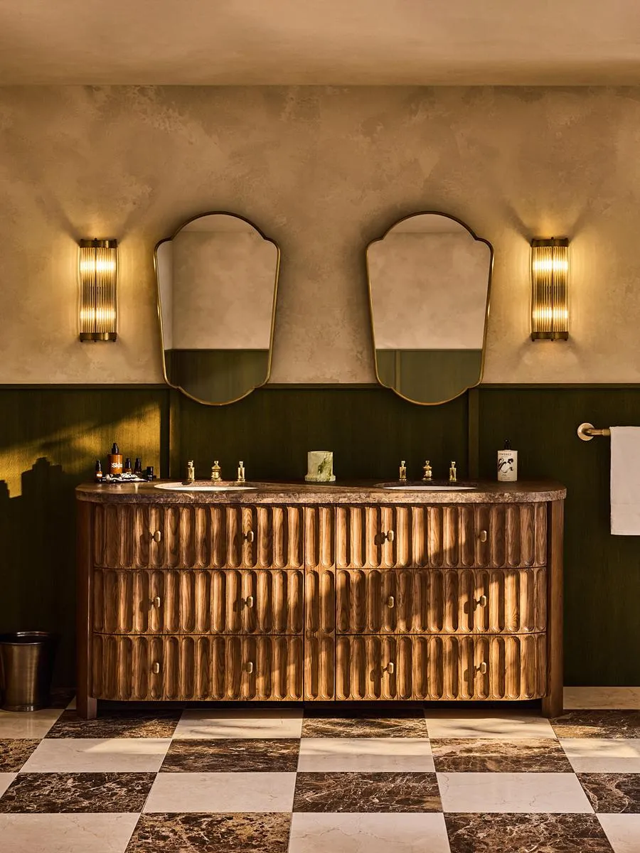 Devon Double Vanity - Dark Emperador Marble, Ash Veneer by Soho Home