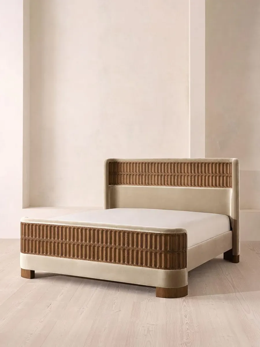 Devon Super King Bed Frame - Oyster, Velvet by Soho Home