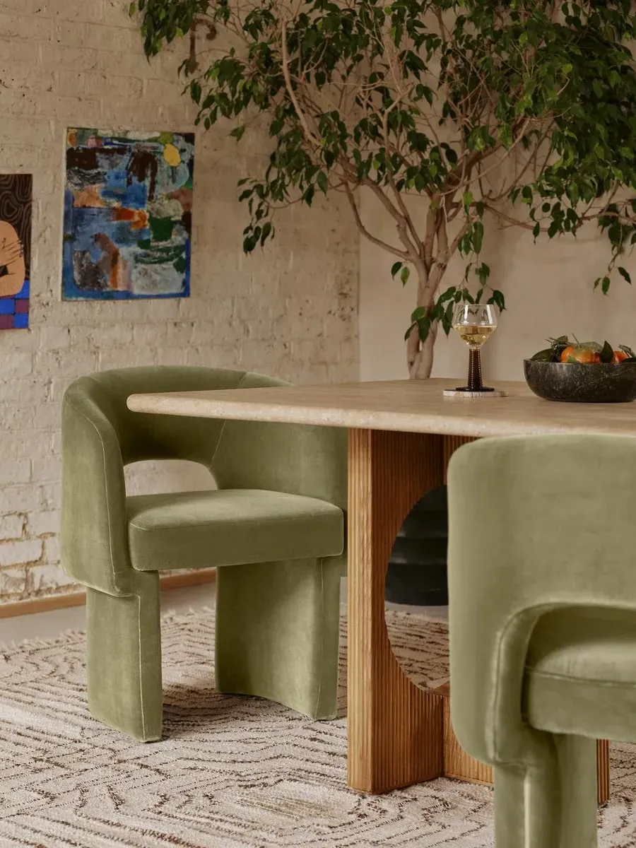 Dining Chair with Cut-Out Back - Lichen, Velvet