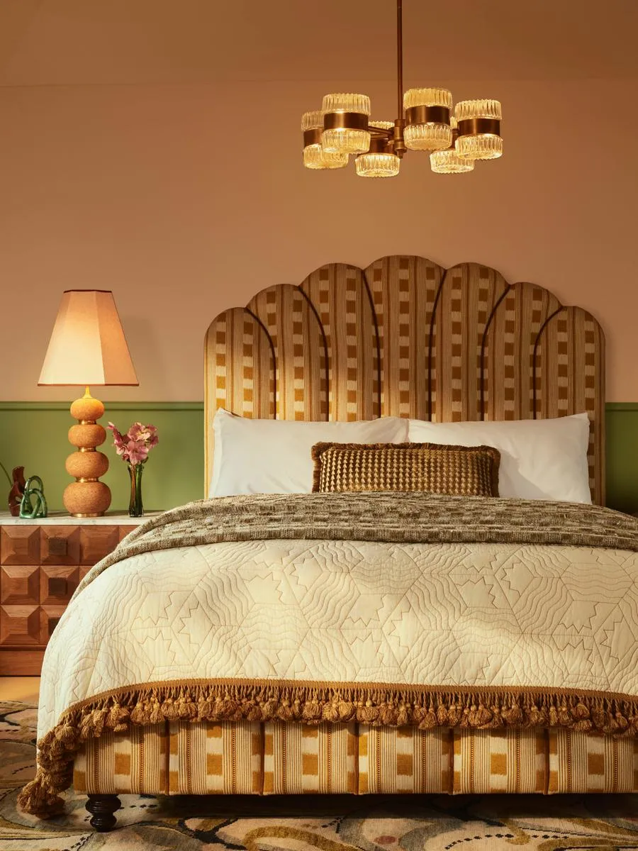 Manette Double Bed - Ochre, Woven Dotted Stripe product