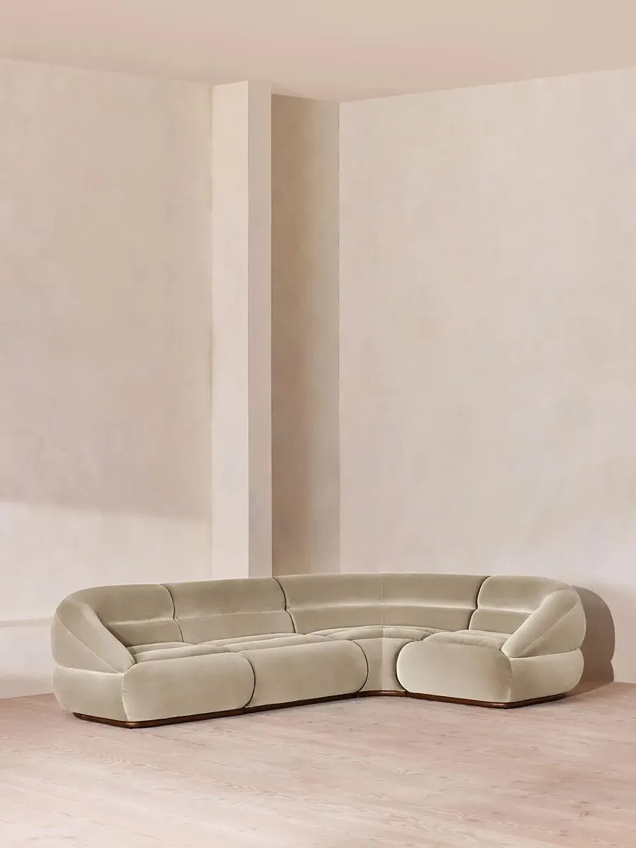 Edison L-Shaped Sofa - Oyster, Velvet product