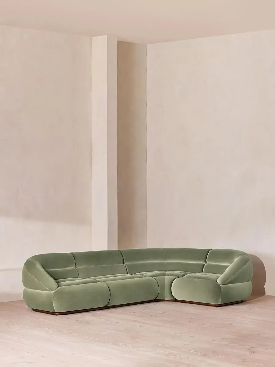 Edison L-Shaped Sofa - Seafoam, Velvet by Soho Home