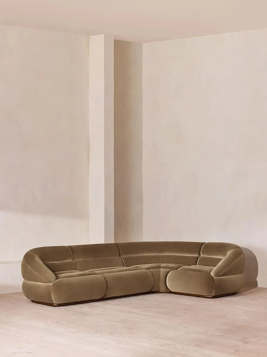 Edison L-Shaped Sofa - Truffle, Velvet by Soho Home