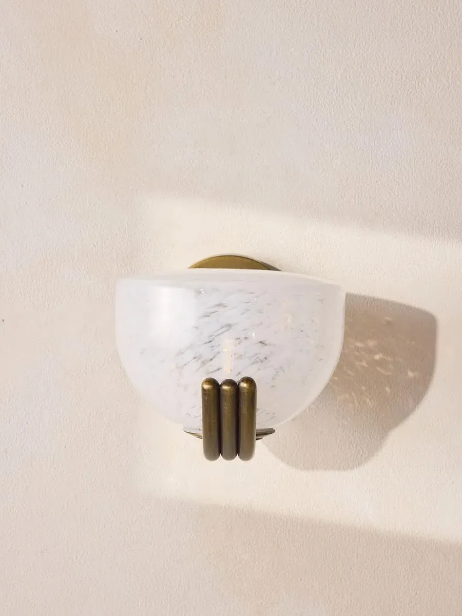 Elber IP44 Wall Light - White, Antique Brass by Soho Home