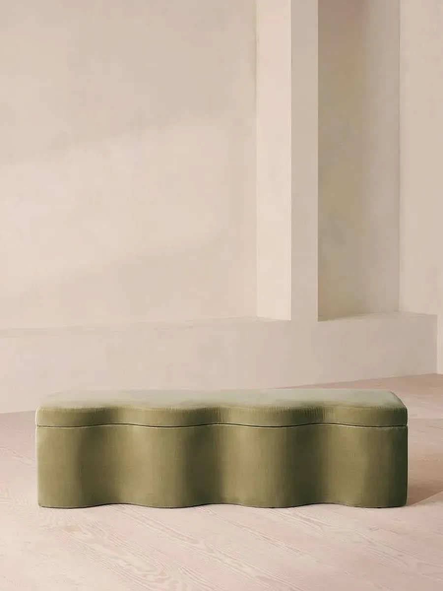 Eli Storage Bench with Hinged Lid - Lichen, Velvet by Soho Home