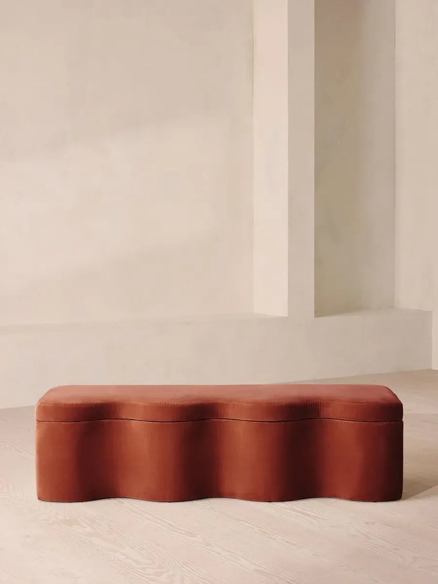 Eli Storage Bench with Hinged Lid - Rust, Velvet by Soho Home