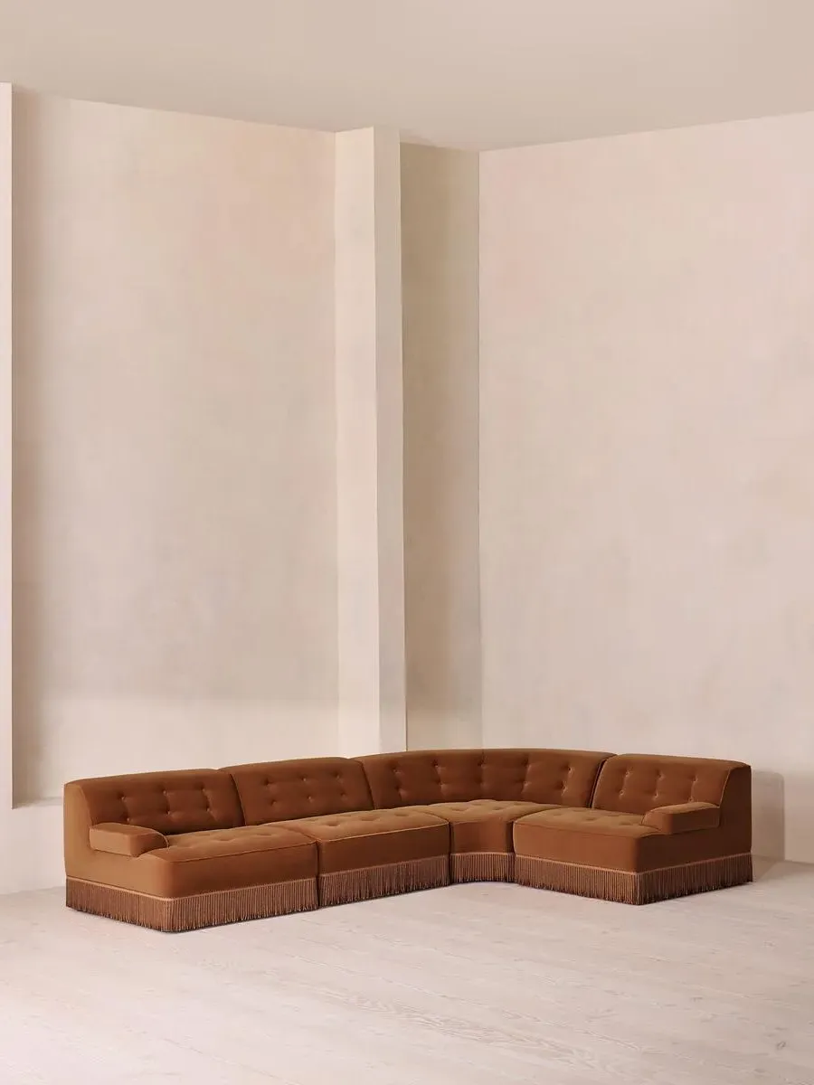 Elowen L-Shaped Modular Sofa - Cinnamon, Velvet by Soho Home